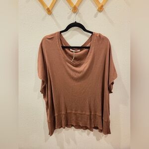 Project Social T Brown Ribbed Top NWT